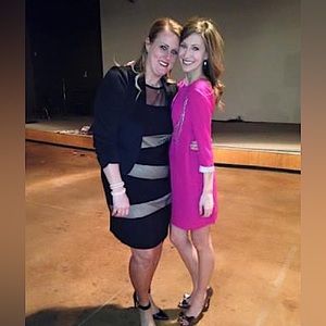 Pink dress with 3/4 length sleeves